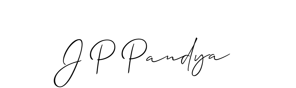 Create a beautiful signature design for name J P Pandya. With this signature (Allison_Script) fonts, you can make a handwritten signature for free. J P Pandya signature style 2 images and pictures png
