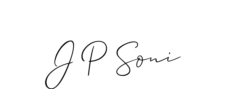 How to make J P Soni name signature. Use Allison_Script style for creating short signs online. This is the latest handwritten sign. J P Soni signature style 2 images and pictures png