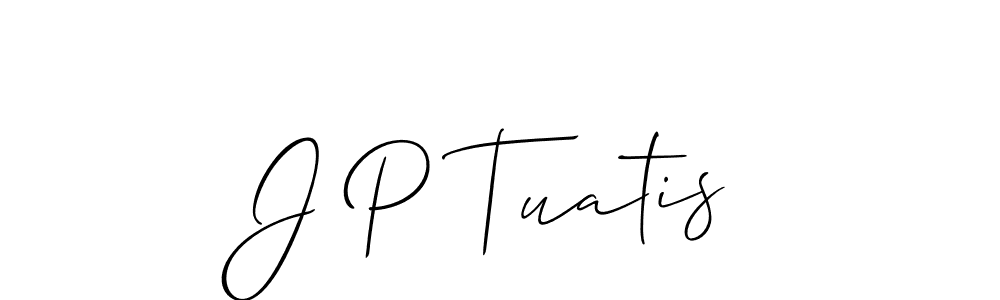 Use a signature maker to create a handwritten signature online. With this signature software, you can design (Allison_Script) your own signature for name J P Tuatis. J P Tuatis signature style 2 images and pictures png