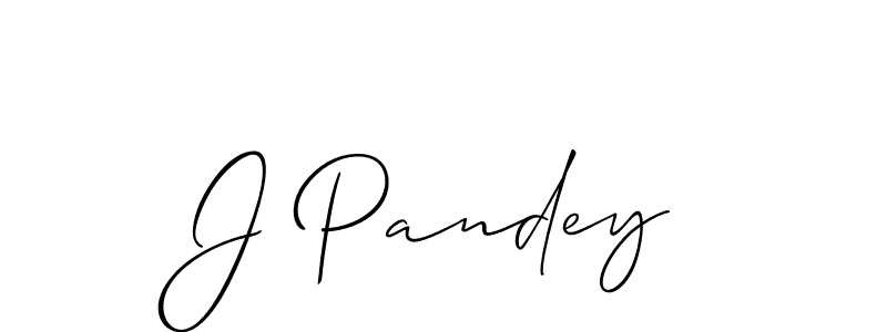 How to make J Pandey name signature. Use Allison_Script style for creating short signs online. This is the latest handwritten sign. J Pandey signature style 2 images and pictures png