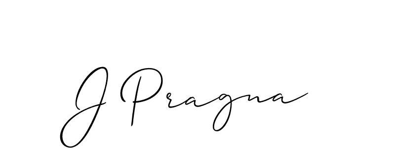 Use a signature maker to create a handwritten signature online. With this signature software, you can design (Allison_Script) your own signature for name J Pragna. J Pragna signature style 2 images and pictures png