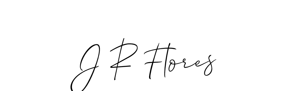 How to make J R Flores name signature. Use Allison_Script style for creating short signs online. This is the latest handwritten sign. J R Flores signature style 2 images and pictures png