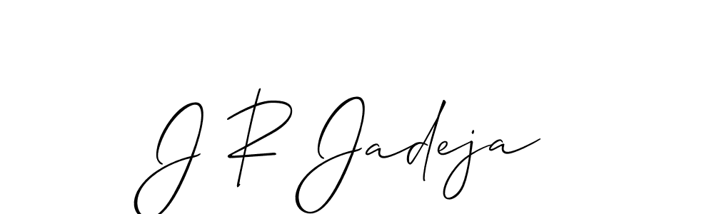 if you are searching for the best signature style for your name J R Jadeja. so please give up your signature search. here we have designed multiple signature styles  using Allison_Script. J R Jadeja signature style 2 images and pictures png