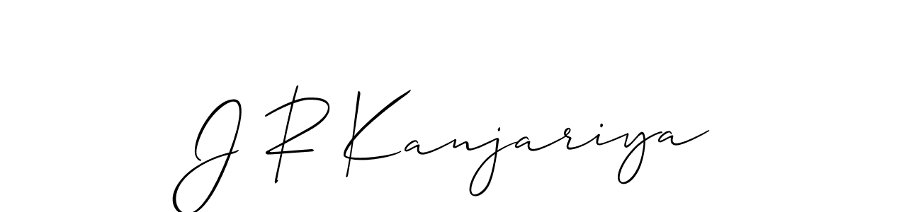 How to make J R Kanjariya name signature. Use Allison_Script style for creating short signs online. This is the latest handwritten sign. J R Kanjariya signature style 2 images and pictures png