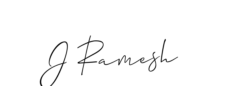 Use a signature maker to create a handwritten signature online. With this signature software, you can design (Allison_Script) your own signature for name J Ramesh. J Ramesh signature style 2 images and pictures png