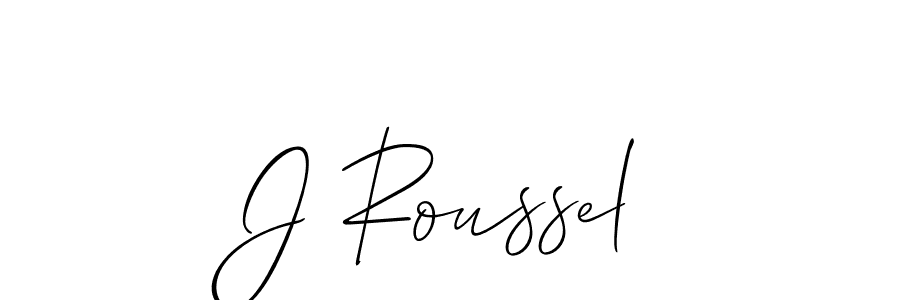 How to make J Roussel name signature. Use Allison_Script style for creating short signs online. This is the latest handwritten sign. J Roussel signature style 2 images and pictures png