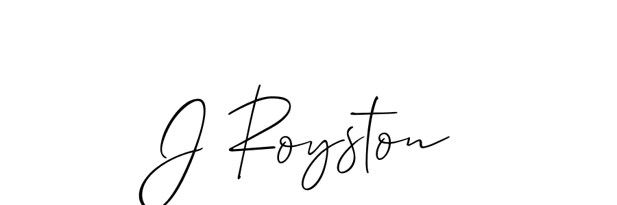 How to make J Royston name signature. Use Allison_Script style for creating short signs online. This is the latest handwritten sign. J Royston signature style 2 images and pictures png