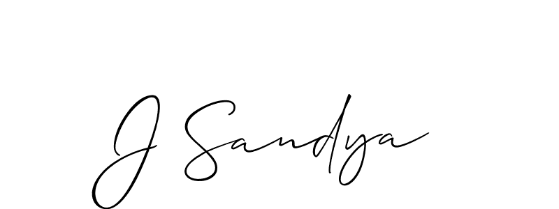 Design your own signature with our free online signature maker. With this signature software, you can create a handwritten (Allison_Script) signature for name J Sandya. J Sandya signature style 2 images and pictures png