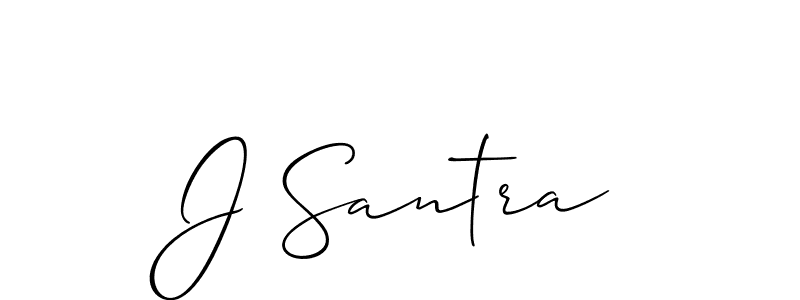 The best way (Allison_Script) to make a short signature is to pick only two or three words in your name. The name J Santra include a total of six letters. For converting this name. J Santra signature style 2 images and pictures png