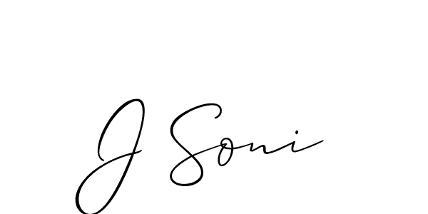 Use a signature maker to create a handwritten signature online. With this signature software, you can design (Allison_Script) your own signature for name J Soni. J Soni signature style 2 images and pictures png