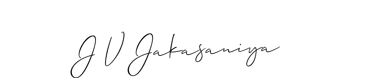 Create a beautiful signature design for name J V Jakasaniya. With this signature (Allison_Script) fonts, you can make a handwritten signature for free. J V Jakasaniya signature style 2 images and pictures png