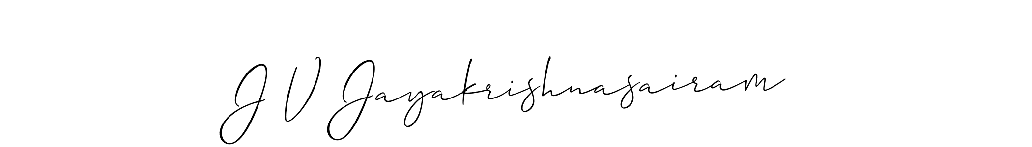 if you are searching for the best signature style for your name J V Jayakrishnasairam. so please give up your signature search. here we have designed multiple signature styles  using Allison_Script. J V Jayakrishnasairam signature style 2 images and pictures png