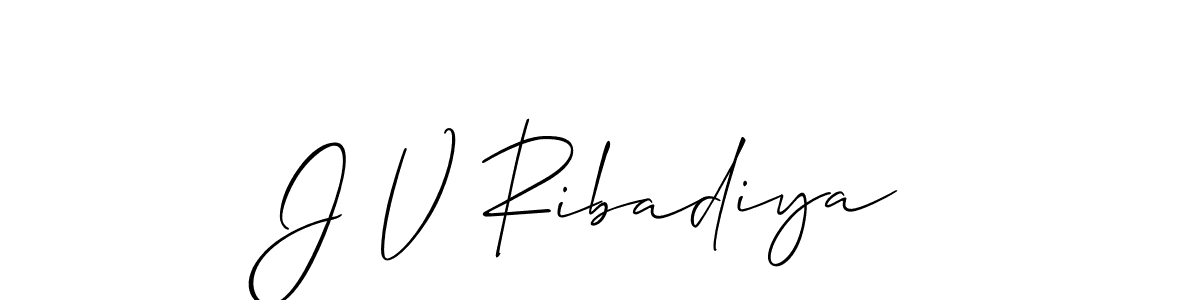 Use a signature maker to create a handwritten signature online. With this signature software, you can design (Allison_Script) your own signature for name J V Ribadiya. J V Ribadiya signature style 2 images and pictures png