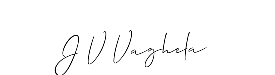 The best way (Allison_Script) to make a short signature is to pick only two or three words in your name. The name J V Vaghela include a total of six letters. For converting this name. J V Vaghela signature style 2 images and pictures png