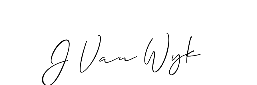 How to make J Van Wyk name signature. Use Allison_Script style for creating short signs online. This is the latest handwritten sign. J Van Wyk signature style 2 images and pictures png