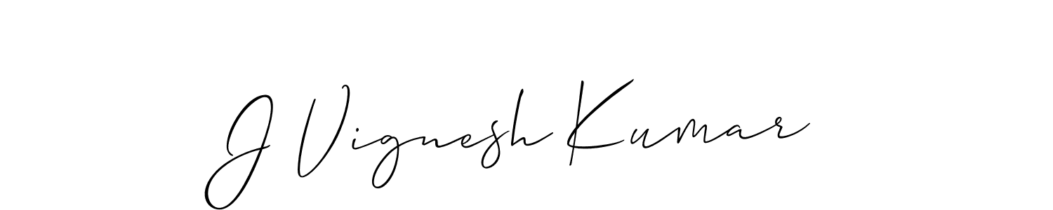 The best way (Allison_Script) to make a short signature is to pick only two or three words in your name. The name J Vignesh Kumar include a total of six letters. For converting this name. J Vignesh Kumar signature style 2 images and pictures png