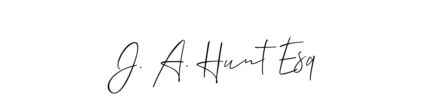 Use a signature maker to create a handwritten signature online. With this signature software, you can design (Allison_Script) your own signature for name J. A. Hunt Esq. J. A. Hunt Esq signature style 2 images and pictures png