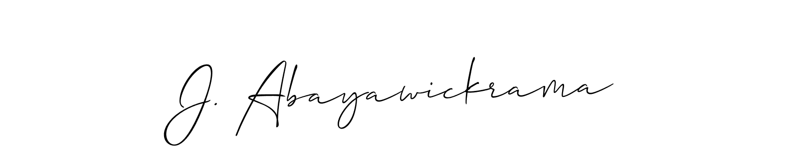 Allison_Script is a professional signature style that is perfect for those who want to add a touch of class to their signature. It is also a great choice for those who want to make their signature more unique. Get J. Abayawickrama name to fancy signature for free. J. Abayawickrama signature style 2 images and pictures png