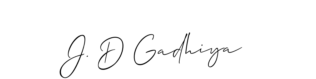 The best way (Allison_Script) to make a short signature is to pick only two or three words in your name. The name J. D Gadhiya include a total of six letters. For converting this name. J. D Gadhiya signature style 2 images and pictures png