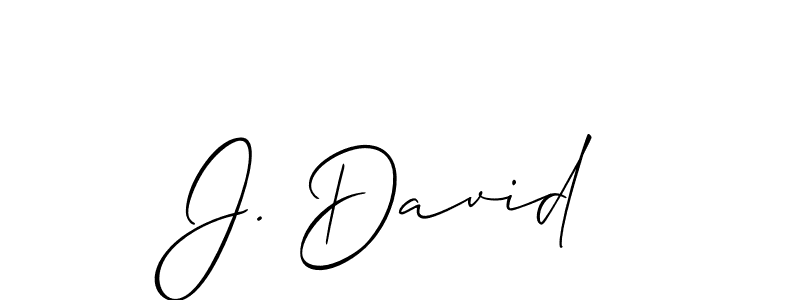 The best way (Allison_Script) to make a short signature is to pick only two or three words in your name. The name J. David include a total of six letters. For converting this name. J. David signature style 2 images and pictures png