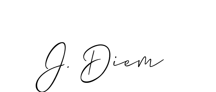 Also You can easily find your signature by using the search form. We will create J. Diem name handwritten signature images for you free of cost using Allison_Script sign style. J. Diem signature style 2 images and pictures png