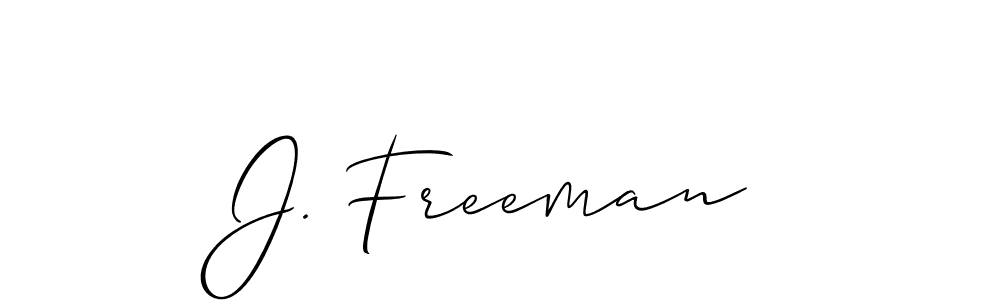 Design your own signature with our free online signature maker. With this signature software, you can create a handwritten (Allison_Script) signature for name J. Freeman. J. Freeman signature style 2 images and pictures png