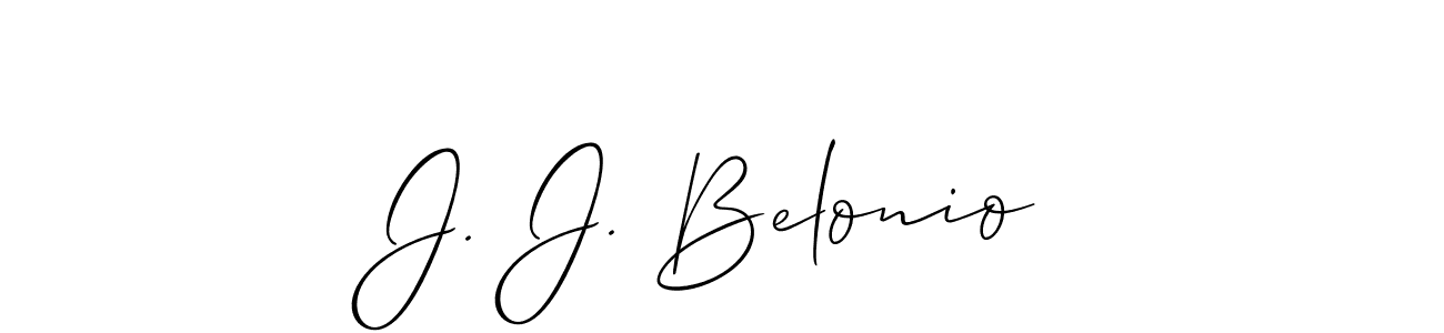 Use a signature maker to create a handwritten signature online. With this signature software, you can design (Allison_Script) your own signature for name J. J. Belonio. J. J. Belonio signature style 2 images and pictures png