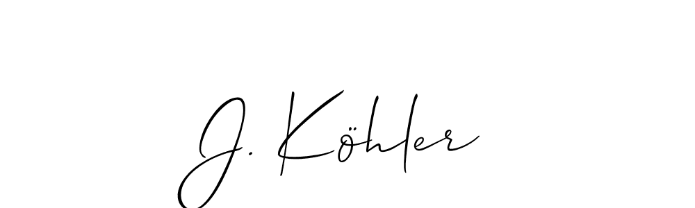 How to make J. Köhler name signature. Use Allison_Script style for creating short signs online. This is the latest handwritten sign. J. Köhler signature style 2 images and pictures png