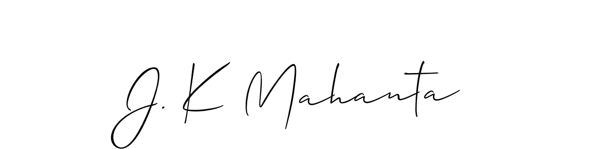 The best way (Allison_Script) to make a short signature is to pick only two or three words in your name. The name J. K Mahanta include a total of six letters. For converting this name. J. K Mahanta signature style 2 images and pictures png