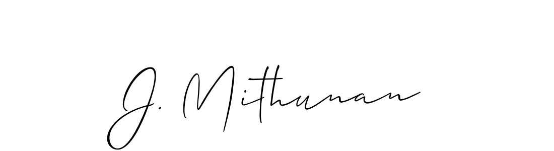 Use a signature maker to create a handwritten signature online. With this signature software, you can design (Allison_Script) your own signature for name J. Mithunan. J. Mithunan signature style 2 images and pictures png