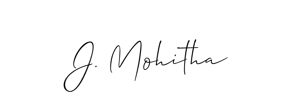 Create a beautiful signature design for name J. Mohitha. With this signature (Allison_Script) fonts, you can make a handwritten signature for free. J. Mohitha signature style 2 images and pictures png