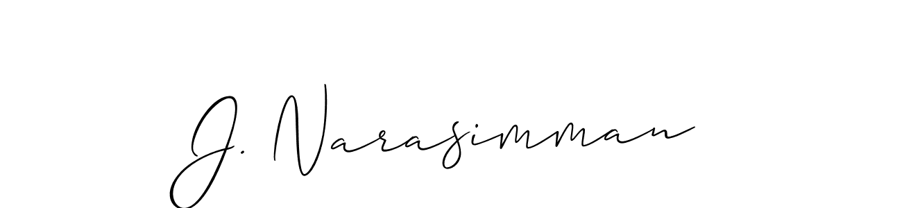 You should practise on your own different ways (Allison_Script) to write your name (J. Narasimman) in signature. don't let someone else do it for you. J. Narasimman signature style 2 images and pictures png