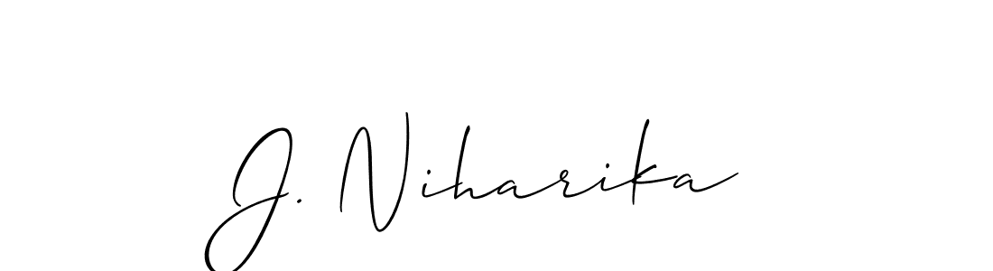 Design your own signature with our free online signature maker. With this signature software, you can create a handwritten (Allison_Script) signature for name J. Niharika. J. Niharika signature style 2 images and pictures png