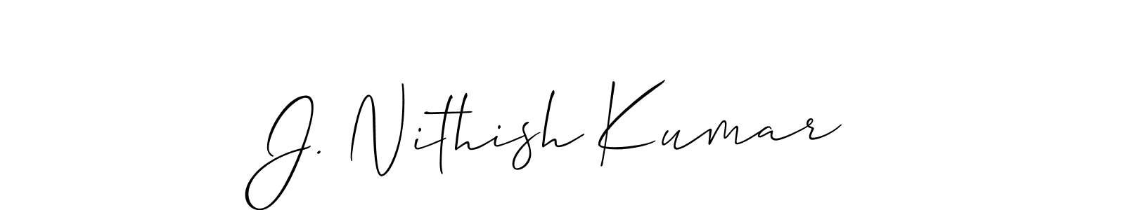 Use a signature maker to create a handwritten signature online. With this signature software, you can design (Allison_Script) your own signature for name J. Nithish Kumar. J. Nithish Kumar signature style 2 images and pictures png