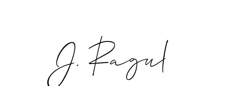 Allison_Script is a professional signature style that is perfect for those who want to add a touch of class to their signature. It is also a great choice for those who want to make their signature more unique. Get J. Ragul name to fancy signature for free. J. Ragul signature style 2 images and pictures png