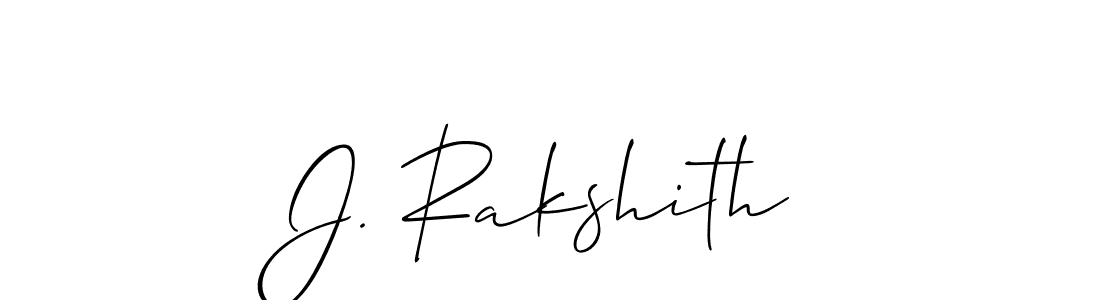 How to make J. Rakshith name signature. Use Allison_Script style for creating short signs online. This is the latest handwritten sign. J. Rakshith signature style 2 images and pictures png