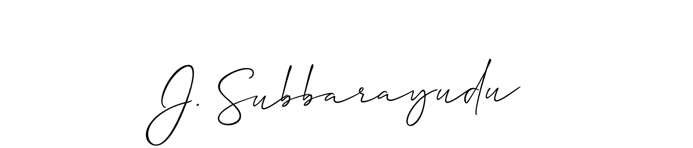 Design your own signature with our free online signature maker. With this signature software, you can create a handwritten (Allison_Script) signature for name J. Subbarayudu. J. Subbarayudu signature style 2 images and pictures png