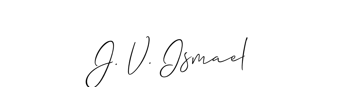The best way (Allison_Script) to make a short signature is to pick only two or three words in your name. The name J. V. Ismael include a total of six letters. For converting this name. J. V. Ismael signature style 2 images and pictures png