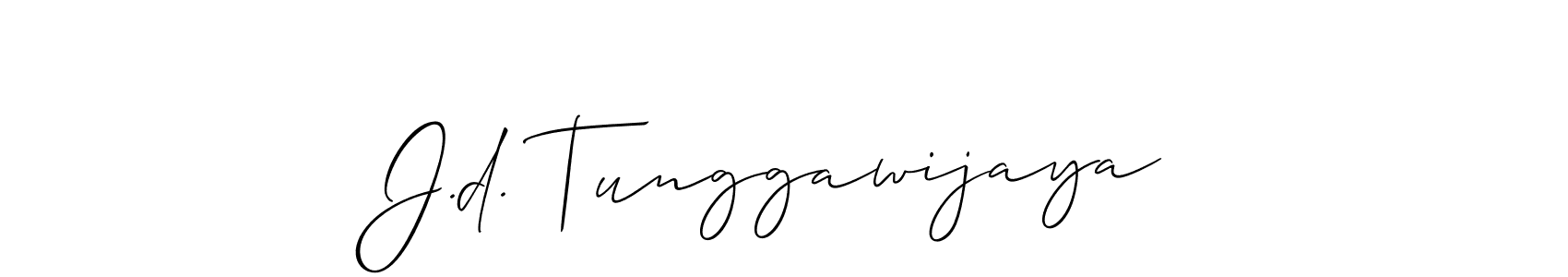 How to make J.d. Tunggawijaya name signature. Use Allison_Script style for creating short signs online. This is the latest handwritten sign. J.d. Tunggawijaya signature style 2 images and pictures png