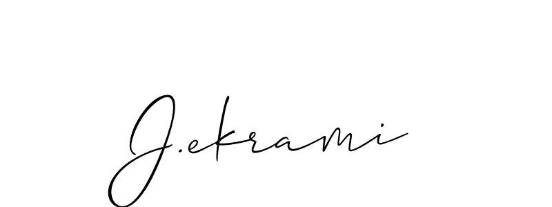 Design your own signature with our free online signature maker. With this signature software, you can create a handwritten (Allison_Script) signature for name J.ekrami. J.ekrami signature style 2 images and pictures png