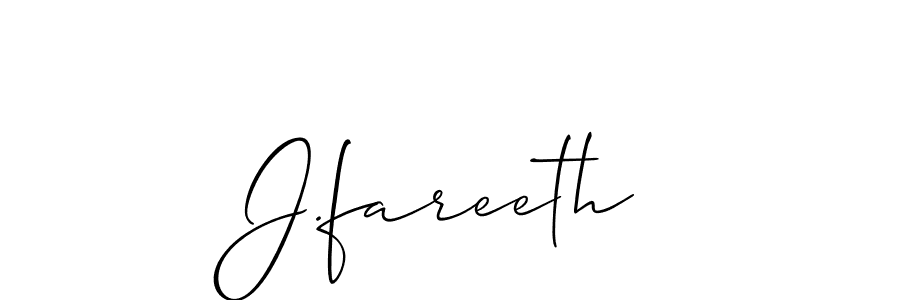 How to make J.fareeth signature? Allison_Script is a professional autograph style. Create handwritten signature for J.fareeth name. J.fareeth signature style 2 images and pictures png