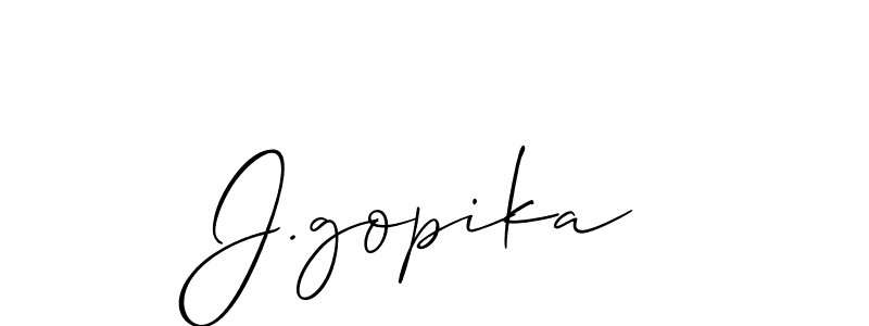 Also we have J.gopika name is the best signature style. Create professional handwritten signature collection using Allison_Script autograph style. J.gopika signature style 2 images and pictures png