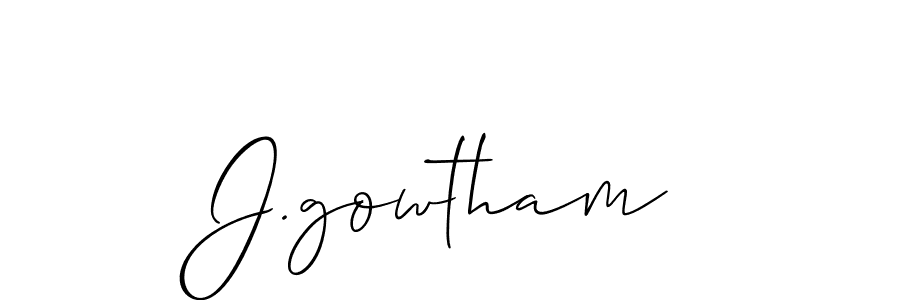 The best way (Allison_Script) to make a short signature is to pick only two or three words in your name. The name J.gowtham include a total of six letters. For converting this name. J.gowtham signature style 2 images and pictures png