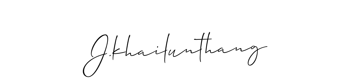 The best way (Allison_Script) to make a short signature is to pick only two or three words in your name. The name J.khailunthang include a total of six letters. For converting this name. J.khailunthang signature style 2 images and pictures png