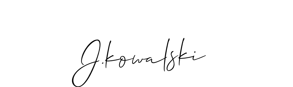 Make a short J.kowalski signature style. Manage your documents anywhere anytime using Allison_Script. Create and add eSignatures, submit forms, share and send files easily. J.kowalski signature style 2 images and pictures png