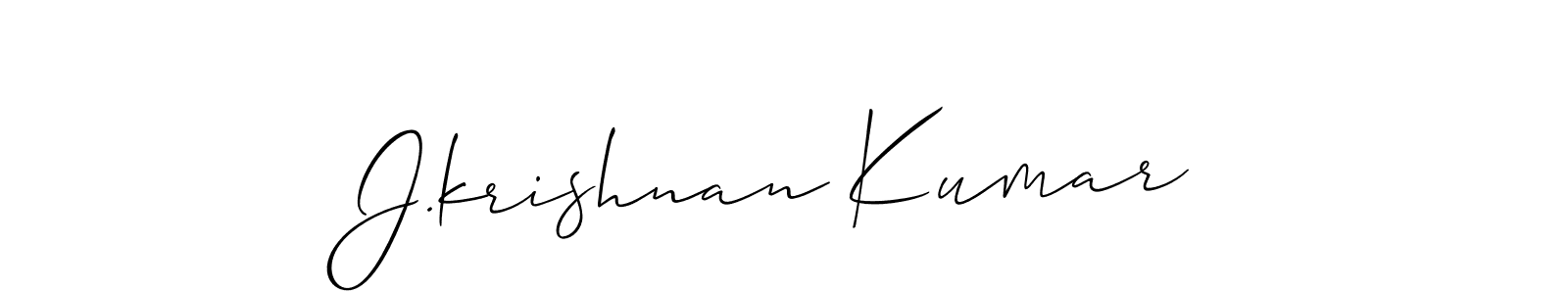 Make a short J.krishnan Kumar signature style. Manage your documents anywhere anytime using Allison_Script. Create and add eSignatures, submit forms, share and send files easily. J.krishnan Kumar signature style 2 images and pictures png