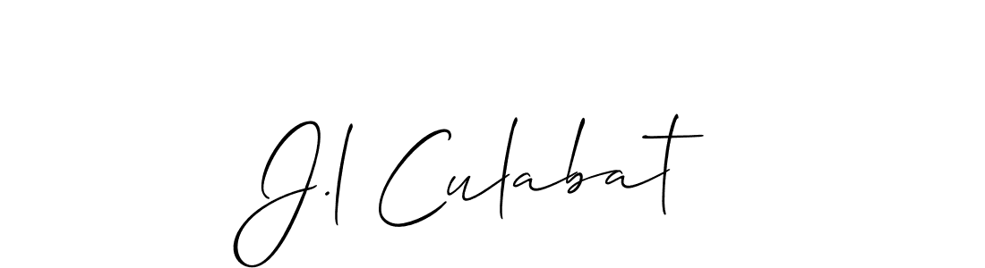 The best way (Allison_Script) to make a short signature is to pick only two or three words in your name. The name J.l Culabat include a total of six letters. For converting this name. J.l Culabat signature style 2 images and pictures png