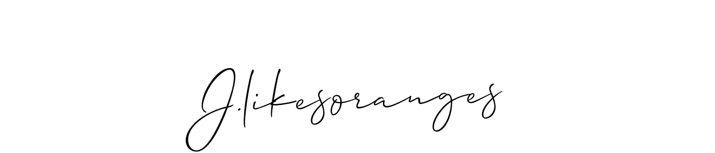 How to make J.likesoranges name signature. Use Allison_Script style for creating short signs online. This is the latest handwritten sign. J.likesoranges signature style 2 images and pictures png