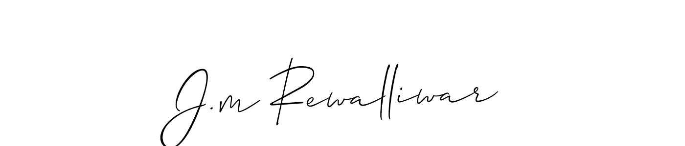 Use a signature maker to create a handwritten signature online. With this signature software, you can design (Allison_Script) your own signature for name J.m Rewalliwar. J.m Rewalliwar signature style 2 images and pictures png