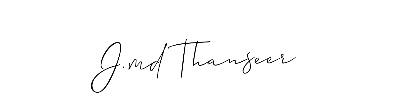 Use a signature maker to create a handwritten signature online. With this signature software, you can design (Allison_Script) your own signature for name J.md Thanseer. J.md Thanseer signature style 2 images and pictures png